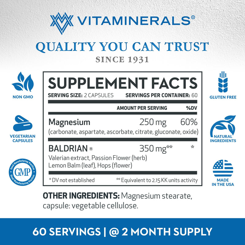 33+ Baldrian® Plus Natural Relaxing Support Standardized Valerian Extract (120) 120 - BeesActive Australia