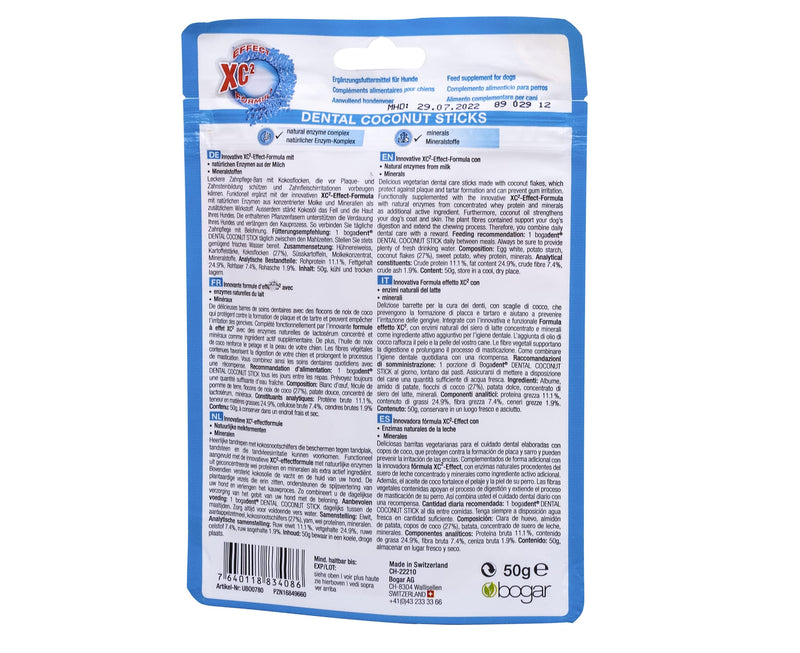 bogar, Bogadent Dental Coconut, Dental Sticks Dog, Dog snacks with coconut, Prevents plaque and tartar, Dental care for dogs, Strengthens the coat, Dog accessories, 50 g - BeesActive Australia