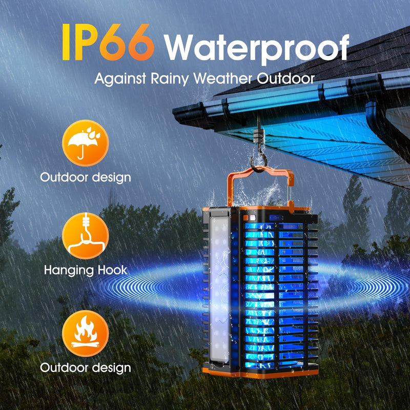Solar Bug Zapper Outdoor,2 in 1 Mosquito Zapper Cordless & Rechargeable, Kiies 4200V Portable Fly Zapper Insect Trap with Reading Lamp for Camping Patio Backyard Garden - BeesActive Australia