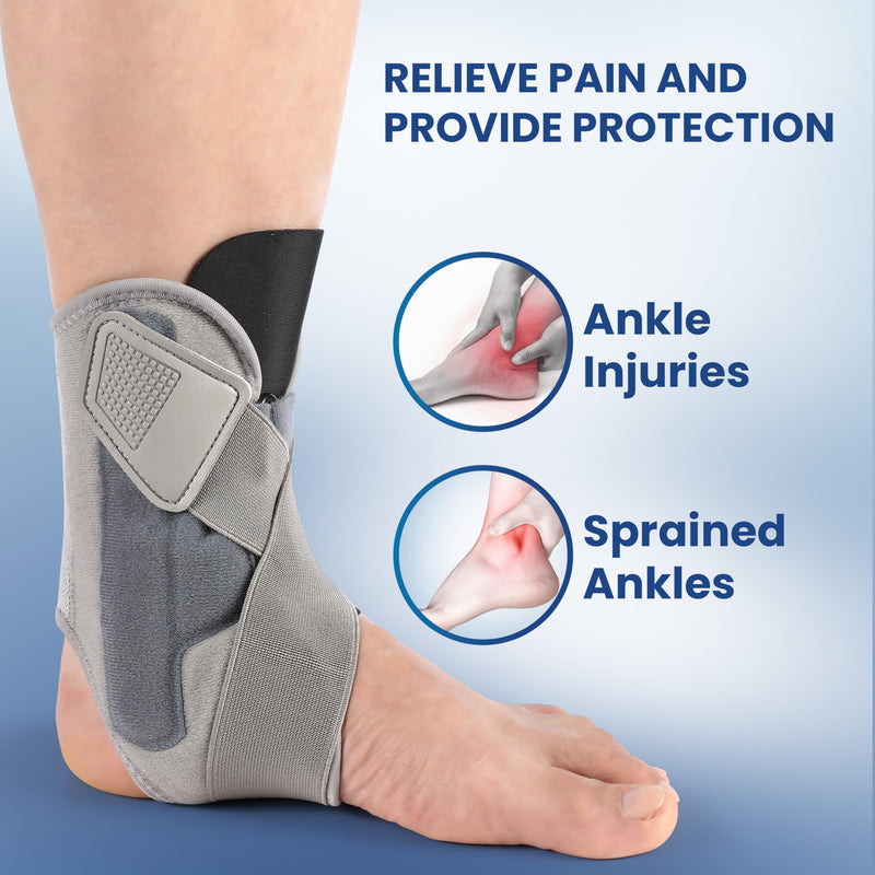 Ankle Brace for Women Men, Ankle Support Brace for Injury Recovery, Sprain, Achilles, Tendon, Ankle Support for Women Men with Adjustable Wrap, Ankle Stabilizer for Sports Gray
