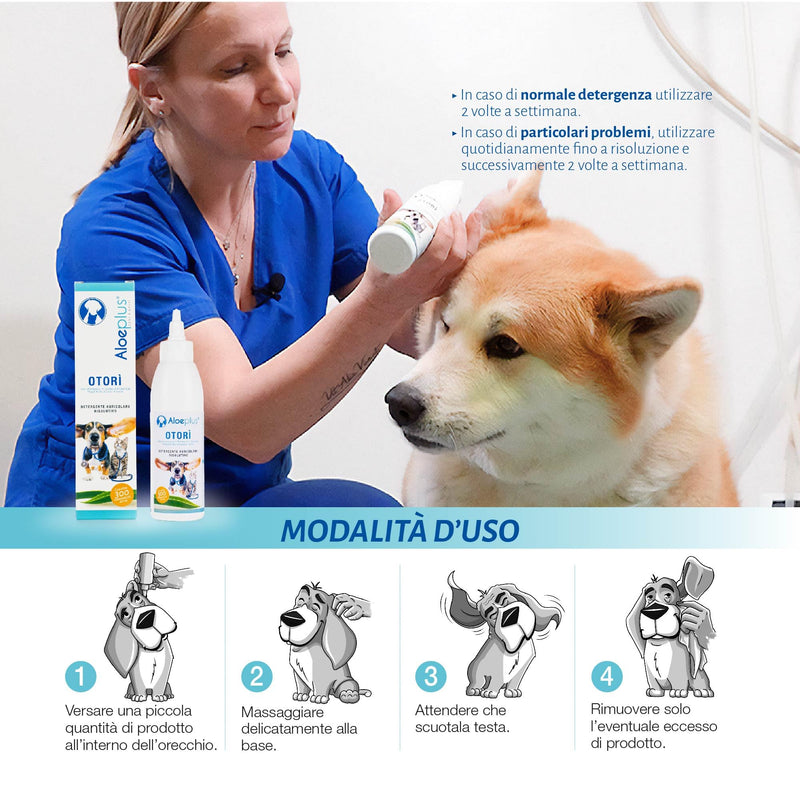 Otorì Cat and Dog Ear Cleaner 125ml - Ear Drops for Dogs and Cats, 100% Natural Organic Aloe Arborescens, Tea Tree Oil, Soothing and Emollient, Against Dog Itching, Mites, Wax