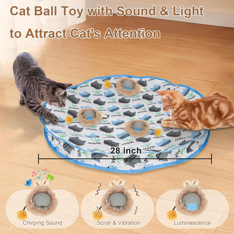 Interactive Cat Toys Balls Fast Rolling in Pouch for Indoor Cats, Automatic Smart Cat Ball Toy with Motion Activated Moving, Rechargeable Electric Cat Toy with Sound Light for Bored Adult Cats Kittens - BeesActive Australia
