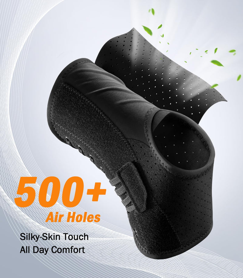 Slim-Fit Ankle Brace for Sprained Ankle, Quick Lace Up Ankle Support for Women Men with 2 Auto-Shaped Pads, Air Fabric Cool Ankle Stabilizer for Injury Recover, Running,Sports, M(12”-13”) Black M(Ankle size:12"-13")