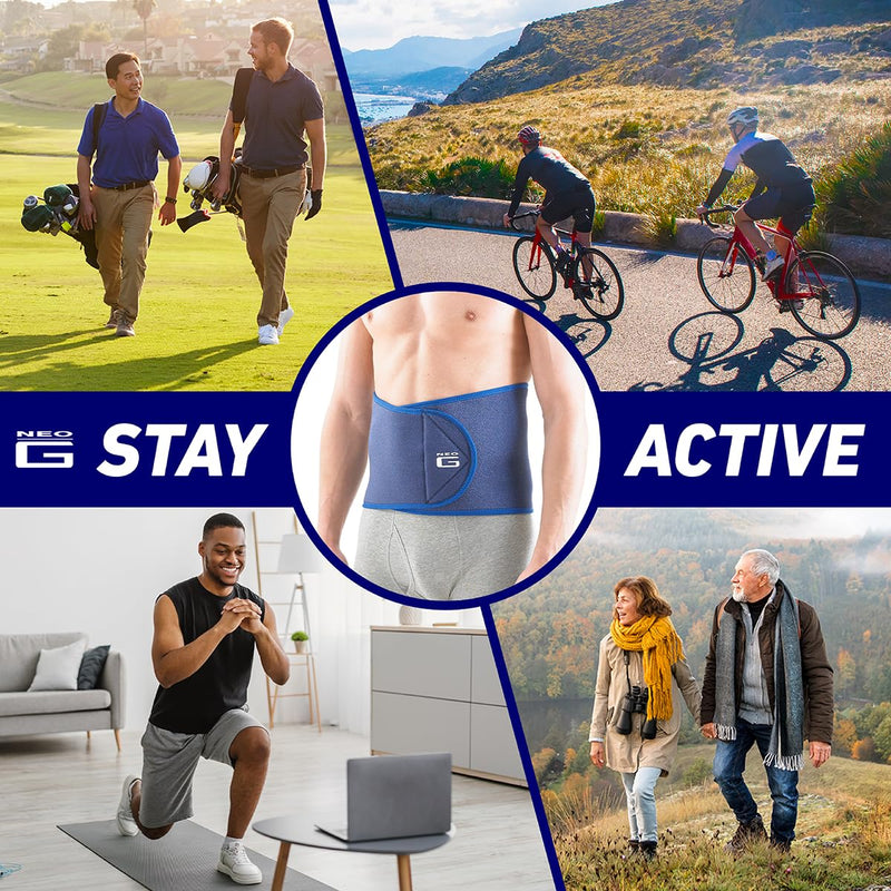 Neo-G Waist/Back Brace - Support For Muscle Spasm, Strains, Arthritis, Injury Recovery, Rehabilitation - Power Straps For Adjustable Compression - Class 1 Medical Device - One Size - Blue - BeesActive Australia