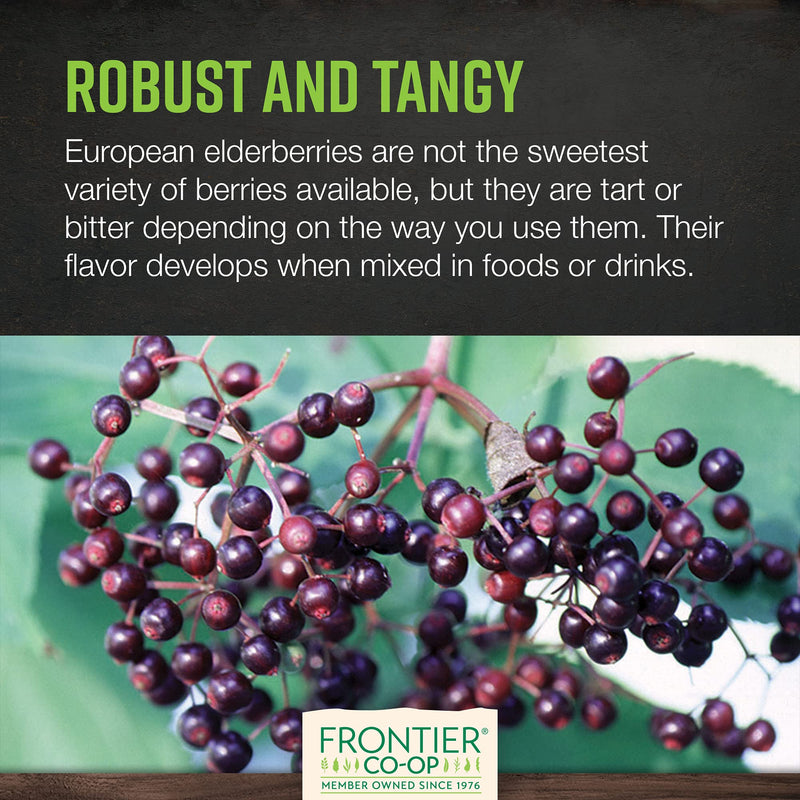Frontier Co-op Dried Elderberries, 1lb Bulk Bag, European Whole | Kosher and Non-GMO Elderberry Dried Fruit for Powder, Tea, Immune Support 1 Pound (Pack of 1)