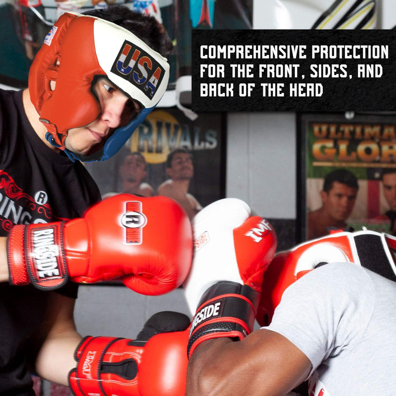 Ringside Competition Boxing Headgear, USA Boxing-Approved Leather Headgear with Cheek Protection, Great for MMA, Muay Thai, Kickboxing, and Training, Ideal for Men and Women, USA/Mexico, XL - BeesActive Australia