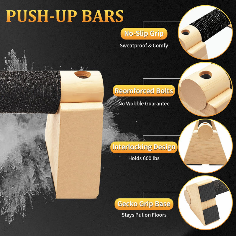 Parallettes Bars - Wooden Calisthenics Equipment for Handstand Training, Push Up Bars & Calisthenics Bar - Handstand Bars and Pushup Handles for Men Wood-20cm