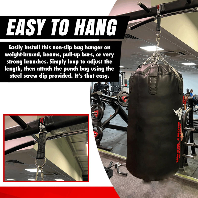 Bull Doza Fight Wear Punch Bag Hanging Strap – Silent, Strong, Non-Slip – Available in 3 Sizes 5ft (152cm)