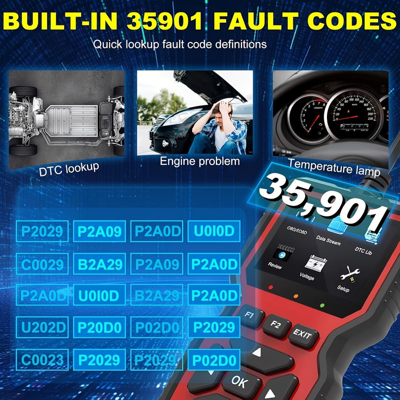 V519 OBD2 Scanner Diagnostic Tool, Car Code Reader with 35,901 Built-in DTC Lookup, Check Engine Light Reader, Live Data, I/M Readiness, Battery Voltage Test, for 1996+ Vehicles - BeesActive Australia