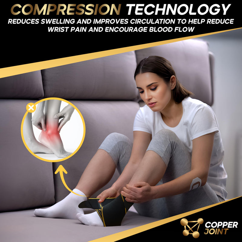 CopperJoint Compression Ankle Brace for Women Support, Durable Design Foot and Ankle Support for Women & Men Ideal to Support for Sports, Running, Comfortable Fit, Breathable Material - Large - BeesActive Australia