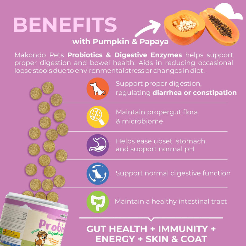 Dog Probiotics with Digestive Enzymes, Allergy Relief. 120 Soft Chews | 6 Probiotic Strains, Digestive Enzymes, Pumpkin & Papaya, Supports Gut Health & Gas Relief, Stool Support