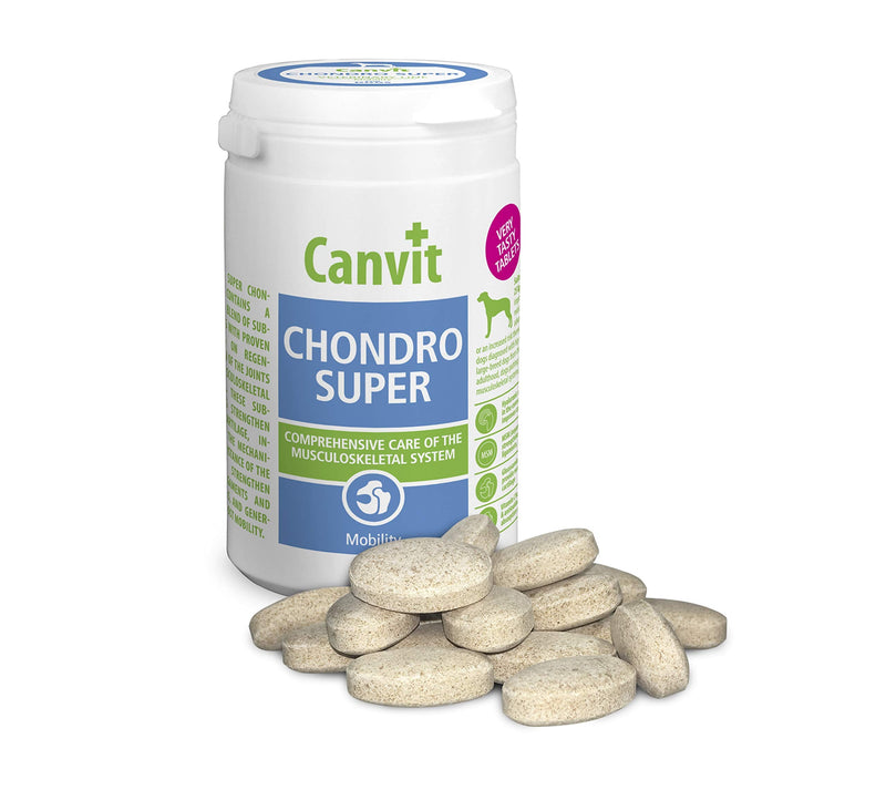 Canvit Chondro Super Glucosamine Hip And Joint Regeneration Supplement For Stiff Young Or Older Large Dogs in Pain With Hip Dysplasia, Arthritis, For Dogs Over 20 Kg (Chondro Super, 76 Tablets)