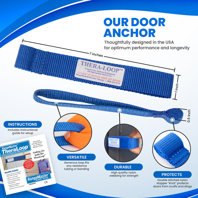 RangeMaster TheraLoop Door Anchors │ Non-Slip │ Complements Exercise Bands or Tubes │ Great for Exercising or Strengthening Activities│10 Pack, Blue 10 - BeesActive Australia
