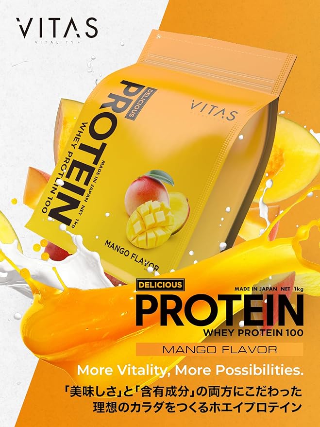 VITAS Whey Protein 100 Mango Flavor WPC Protein Made in Japan 1kg - BeesActive Australia