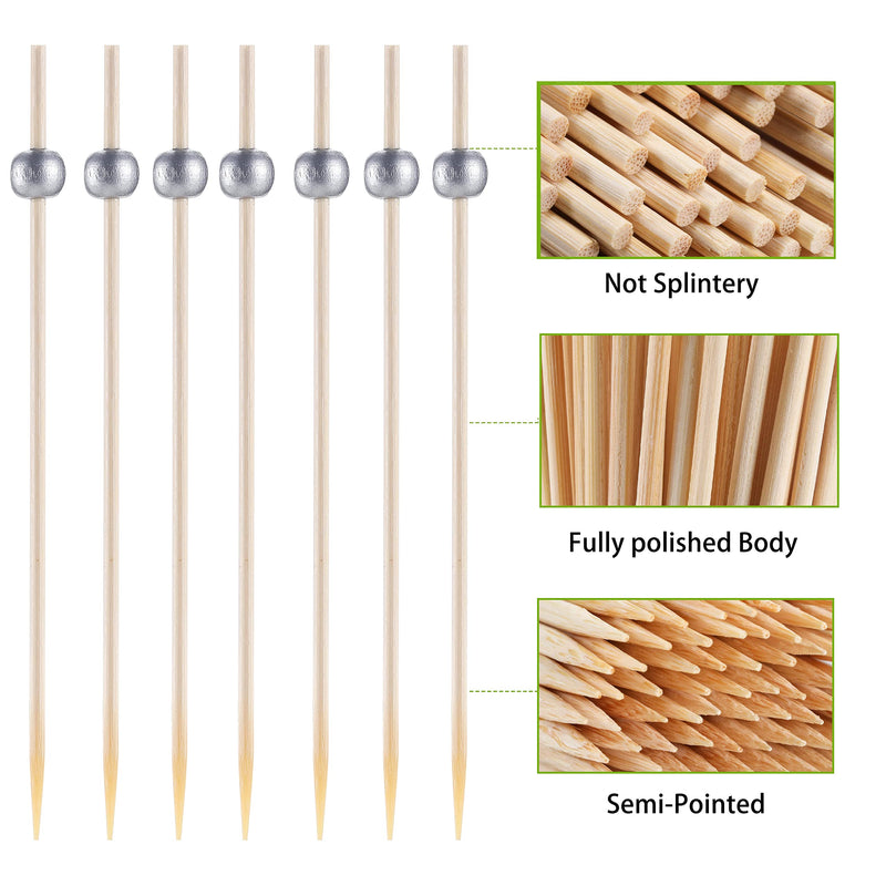200 Pcs Cocktail Picks, 4.7 Inch Toothpicks for Appetizers, Bamboo Cocktail Sticks Skewers for Drinks, Desserts, Charcuterie, Wedding Party Fancy Toothpicks, Silver Pearl Mini Food Picks Decorative 200 Pcs Silver - BeesActive Australia