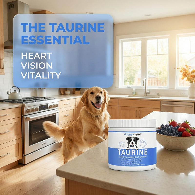 Doggy Supps Taurine, Doggy Supps Taurine Powder for Dogs, Unflavored, Easy-to-Mix Daily Supplement, Immune Support, Skin & Coat Health for Heart, Vision & Daily Wellness, 200 Grams (1)