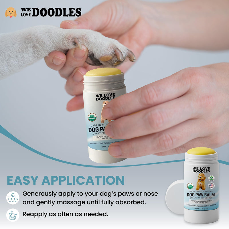 We Love Doodles Dog Paw Balm - Paw Moisturizer for Dogs, Moisturizes Nose & Cracked Paws, Soothes Dry Skin, Lick-Clear, Safe, Made in USA, 2.6 OZ