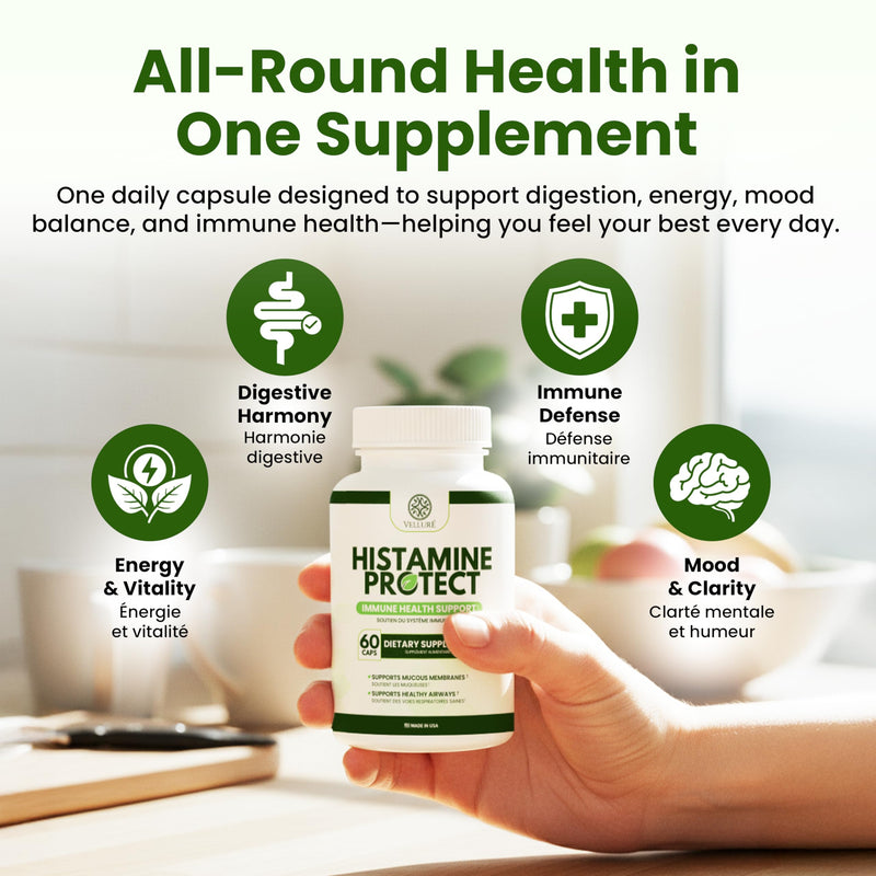 Histamine Protect DAO Enzyme Supplement, 60 Capsules | 30,000 HDU Diamine Oxidase, For Histamine & Fermented Foods, Gut & Digestive Support, With Quercetin, Magnesium & Vitamin C