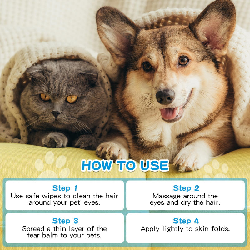 Pet Tear Stain Remove Balm,2.1oz 100% Organic & Natural Planted Balm Soother & Moisturizer Eye Care for Dogs and Cats,Relief Eye Area Dry, Tear Stain,Gentle and Non-Irritation - BeesActive Australia