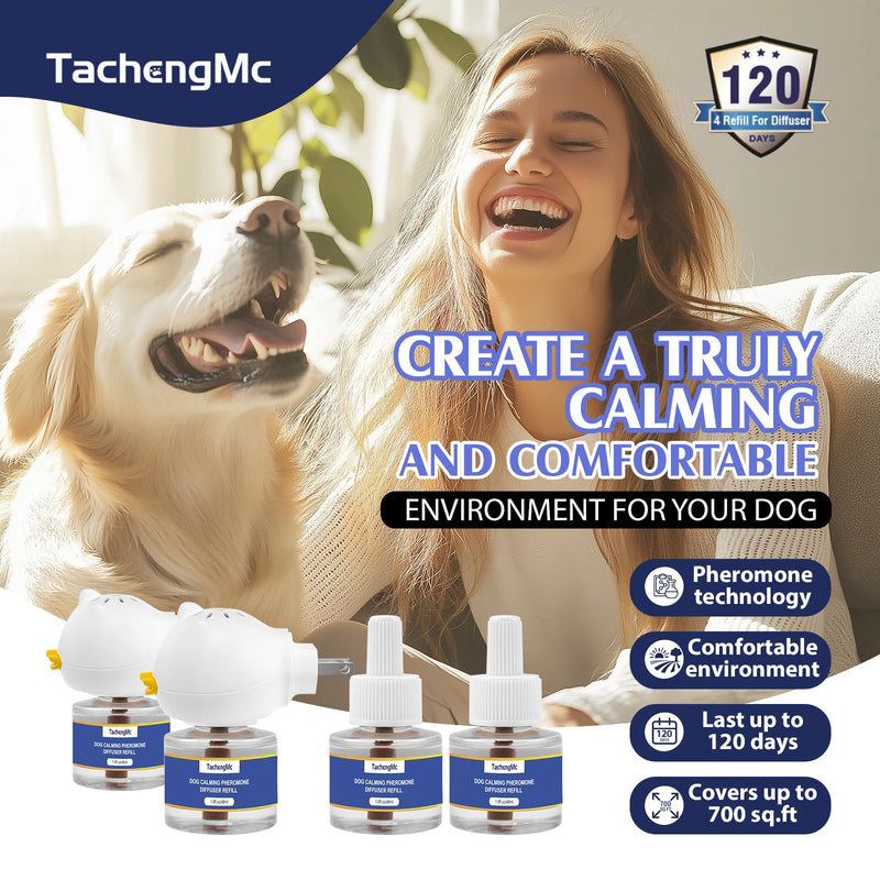 Dog Calming Pheromones Diffuser, 6 in 1 Kit Appeasing Pheromone Diffuser to Calm Dogs, Dog Anxiety Relief Lasting 120 Days with 2 Diffuser + 4 48ml Refill - PawsPlanet Australia