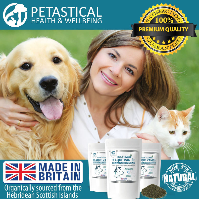 Plaque Vanish | 100% Natural Seaweed Dental Powder | Plaque Off Tartar Remover for Dogs & Cats | Banish Bad Breath | Made in UK (450g) 450g