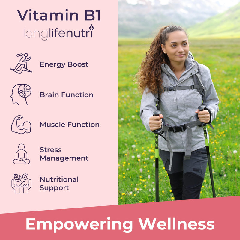 LongLifeNutri Vitamin B1 Liquid Drops - Thiamine Mononitrate Supplement for Energy and Nerve Health, Fast Absorption, 4 FL OZ, 5-Month Supply, Lab Tested, Made in USA 4 Fl Oz (Pack of 1)