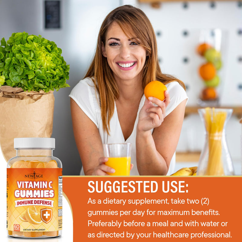 NEW AGE Vitamin C Gummies Orange Vitamin C Gummy - Supports Healthy Immune System - Vegetarian Without Gluten (120 Gummies) 120 Gummies