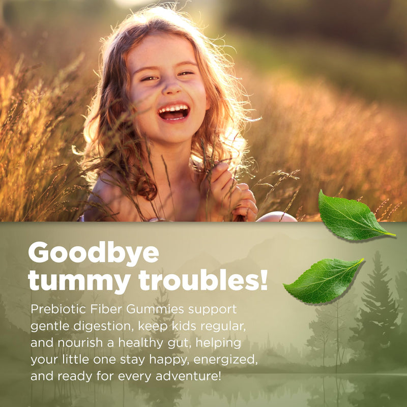 Prebiotic Kids Fiber Gummies, for Children Ages 2 & Up - Sugar Free Vegetarian Gelatin Free Non-GMO, Kids Fiber Supplements for Digestive Health (120 Count)