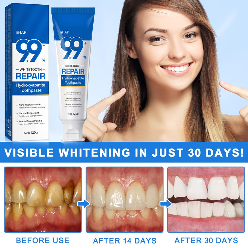 9.9% Nano Hydroxyapatite Toothpaste - 2 Pack, Protects Enamel and Strengthens Teeth, Cleans and Cares for Oral Health, Freshens Breath, Non-Irritating, Natural and Safe, 8.46 Oz 4.23 Fl Oz (Pack of 2)