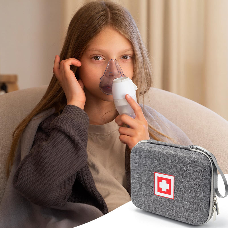 Protective Carrying Case for Portable Nebulizer, Travel Medical Bag with Hard Shell for Inhaler Spacer, Masks, Asthma Accessories Emergency Medicine Storage Bag for Kids and Adults (Gray) Gray - BeesActive Australia