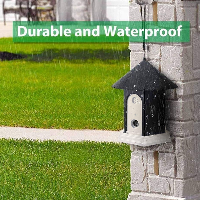 Gavigain Outdoor Ultrasonic Bark Control Bird House Design Up to 50 Ft Coverage Adjustable Control Dog Bark Deterrent for Backyard (Black) Black