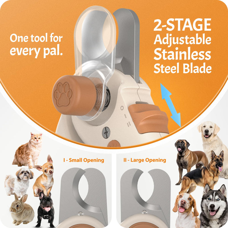 Pawsibility Pet Nail Clipper PRO 2026 - Quick-Vision LED Light | 2-Stage Adjustable Professional-Grade Blade | Adjustable Magnifier Safety Guard - for Cats, Small, Medium and Large Dogs - Brown Medium&Large *Brown - BeesActive Australia