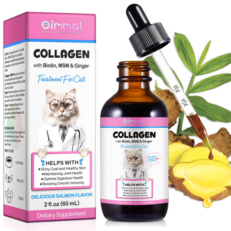 Collagen Drops for Cats, Liquid Collagen for Cats, Complementary Feed with Biotin & MSM for Skin, Coat & Joint Support – Chicken Flavour