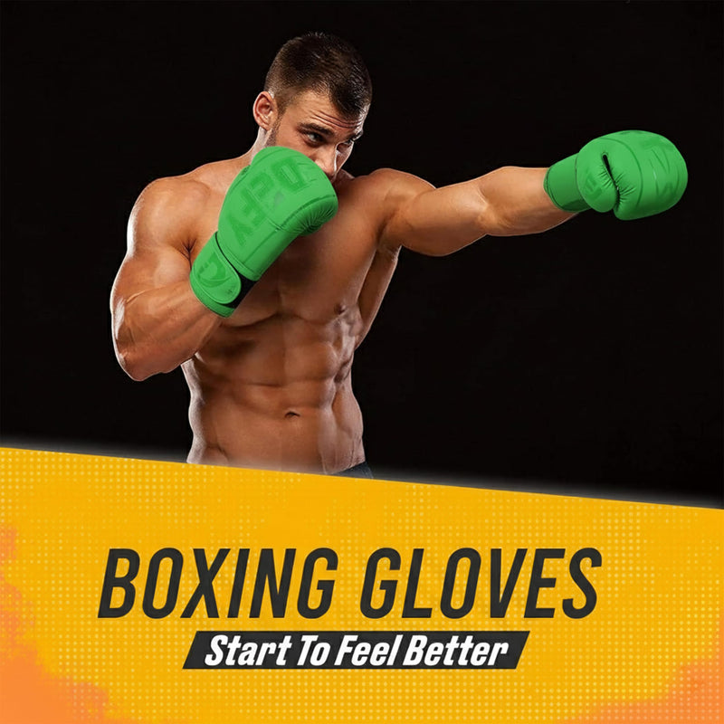 DEFY Boxing Gloves for Men & Women - Premium Quality Synthetic Leather Boxing Gloves for Training - Perfect for Punching Heavy Bags, Sparring, & Fighting Gloves Green 12oz