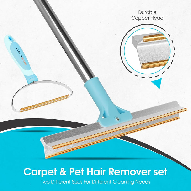 Pet Hair rake Bundle, Retractable Cat & Dog Hair Carpet rake Remover | This pet Hair Broom & Carpet Brush for Carpets Rugs Mats Couch & Pet Tower with 2 Hanging Hooks Easy to Every Hair - BeesActive Australia