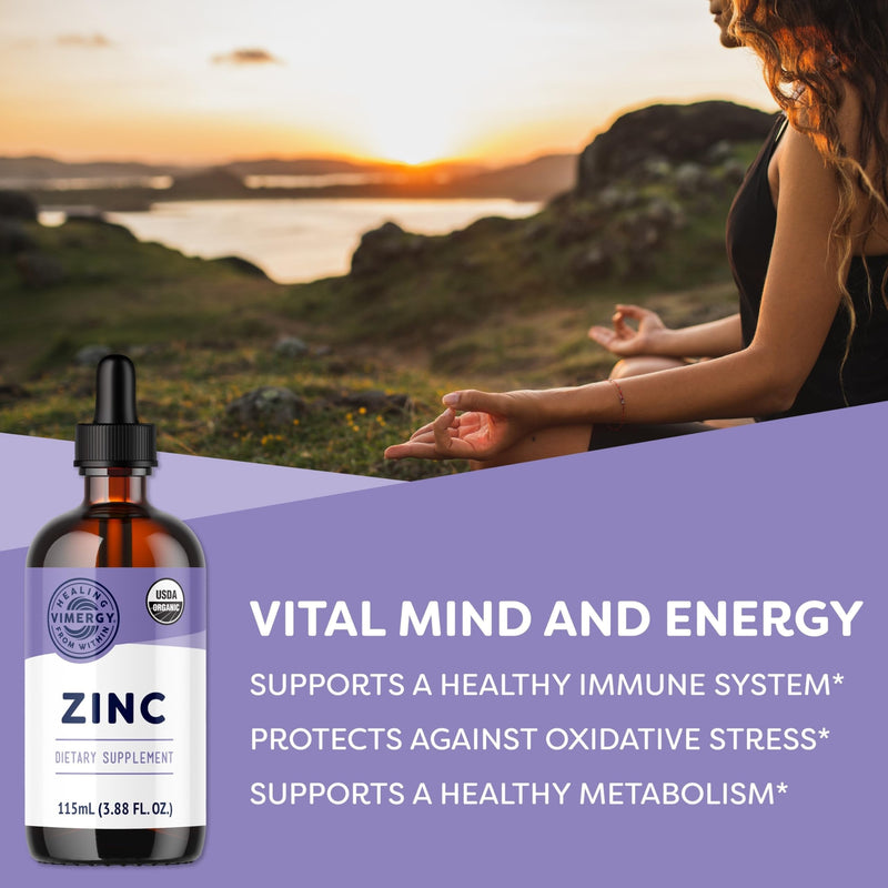 Vimergy Organic Liquid Zinc, 57 Servings – Alcohol Free Zinc Sulfate – Supports Immune Health & Metabolism – Antioxidant – Gluten-Free, Non-GMO, Kosher, Vegan & Paleo Friendly (115 ml) 3.88 Fl Oz (Pack of 1) - BeesActive Australia