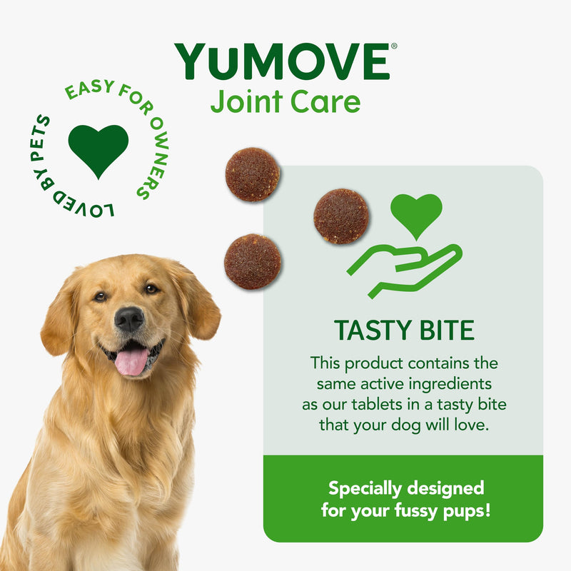 YuMOVE Joint Supplement for Dogs, Daily Bites for Joint Care, Essential Dog Hip and Joint Support for Stiff Adult Dogs with Glucosamine, Chondroitin, Green Lipped Mussel, 60 Tablets 60 Chews