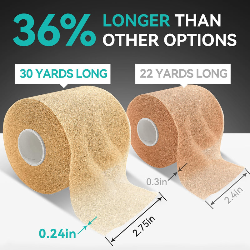 Dimora Pre Wrap Athletic, 4 Rolls Prewrap Headband for Hair, 120 Yards Foam Underwrap Athletic Tape, Best Padding for Underneath Sports Tape, 2.75 Inches x 30 Yards - Beige - BeesActive Australia