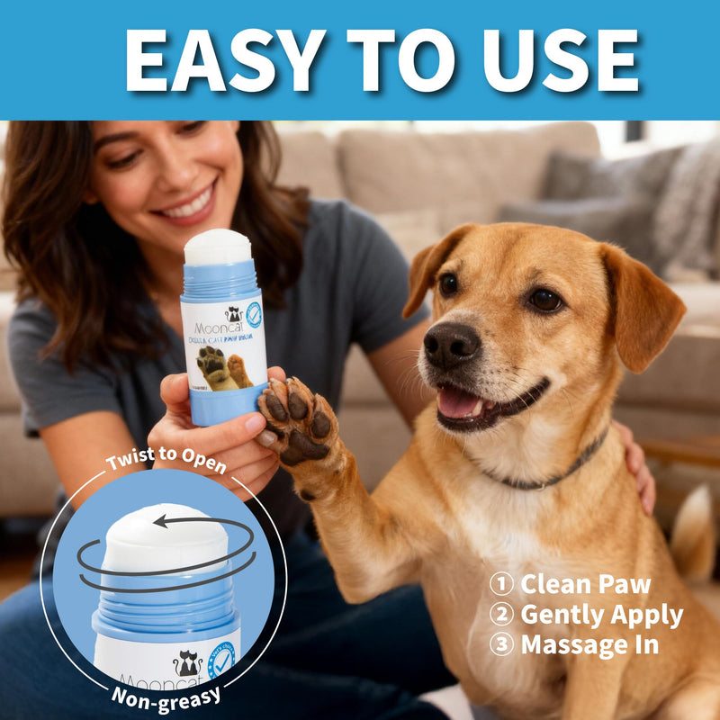 Mooncat Dental Finger Wipes and Paw Balm Bundle for Dogs and Cats - Plaque Tartar Remover Breath Freshener Plus Lick Safe Nose and Paw Moisturizer for Dry Cracked Pads 40 Count and 2oz