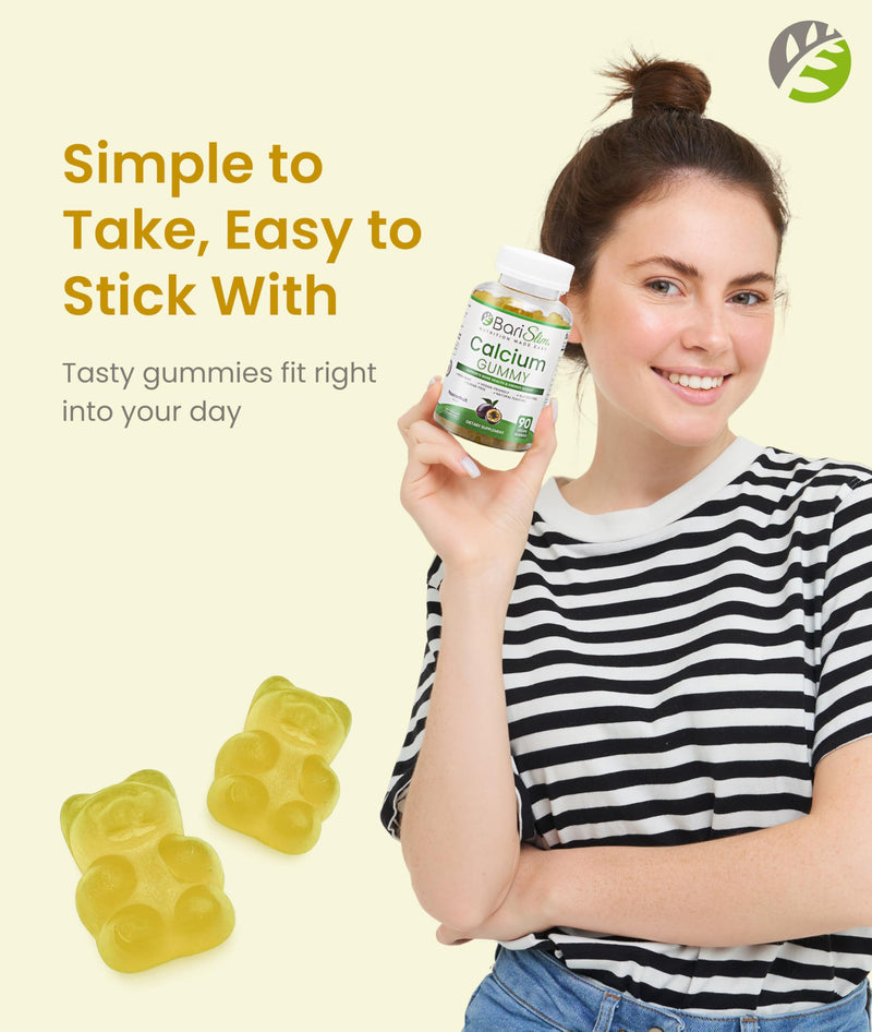 BariSlim Bariatric Calcium Gummies - Specially Formulated Bariatric Vitamins for Patients After Weight Loss Surgery - Supports Energy Levels & Bone Health | Passionfruit (90 Vegan Gummies)