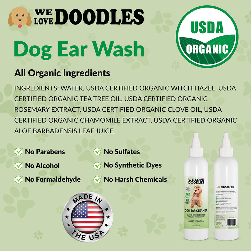We Love Doodles Organic Dog Ear Cleaner | Ear Wash for Dogs | Made in USA | Natural | Clean Ear Drops | Prevents Infection, Itching & Odor | Puppy Ear Cleanser | Pet Cleaning Ears Solution - BeesActive Australia