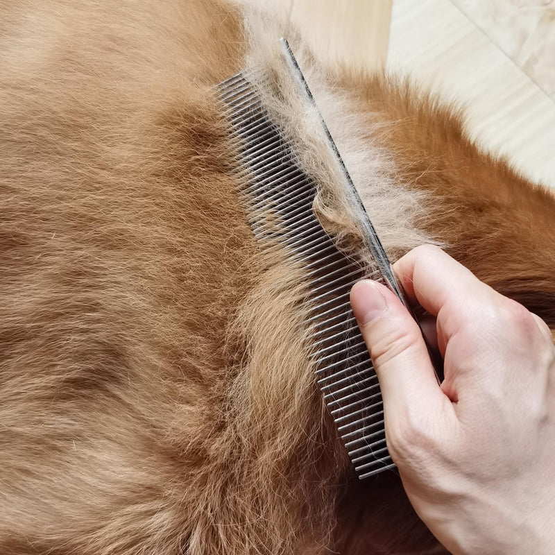Kopal Long Tooth Metal Combs for Dogs & Cats, 7.3'' x 1.9'' Pet Stainless Steel Grooming Combs, 2-pc 7.3'' x 1.9'' - BeesActive Australia
