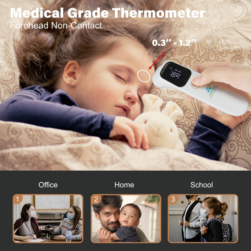 Amplim Baby Thermometer No Touch, Infrared Forehead Thermometer for Babies, Kids and Adults, Fast 1 Second Reading, LED Display, Fever Alert, °F/°C Switchable