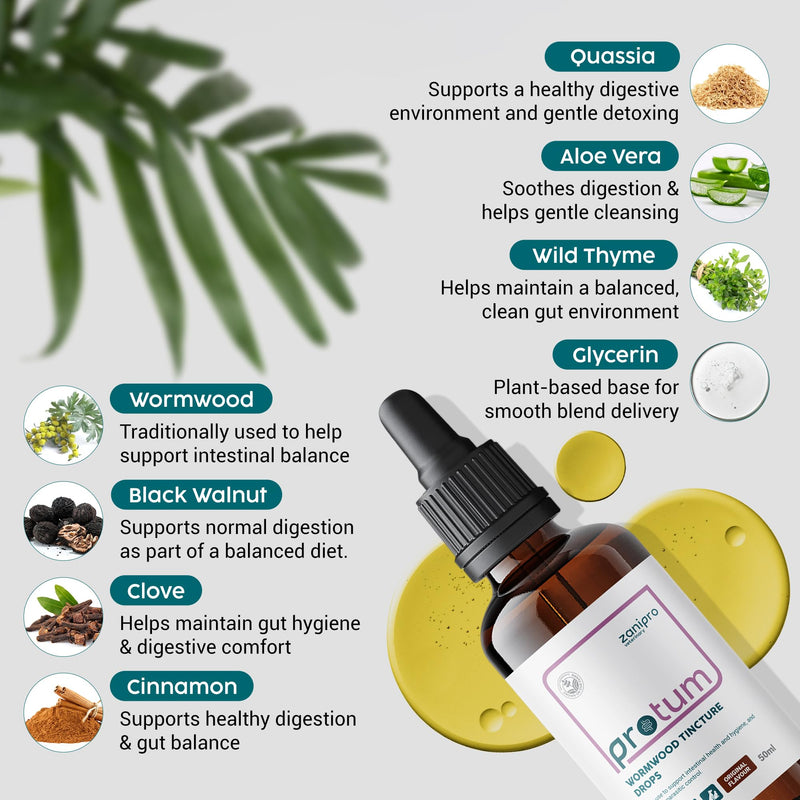 Wormwood Drops for Dogs - Herbal Digestive Supplement for Dogs & Cats, 100% Natural Botanical Liquid with Wormwood, Quassia & Black Walnut, Supports Digestive Balance & Gut Health | 50ml