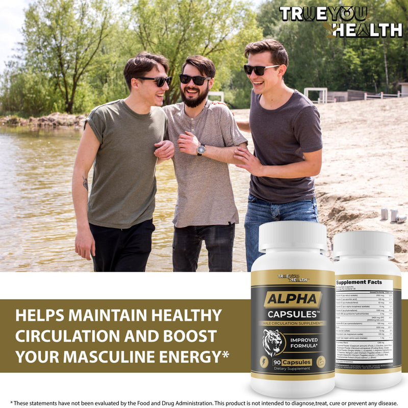 Alpha Capsules - Male Circulation Supplements for Men - Advanced Blood Flow Booster - Alpha Boost Alpha Bites Pills - Blood Flow Max Alpha Bites Supplement - Vitamin Blood Flow Alpha Bites Male Pills