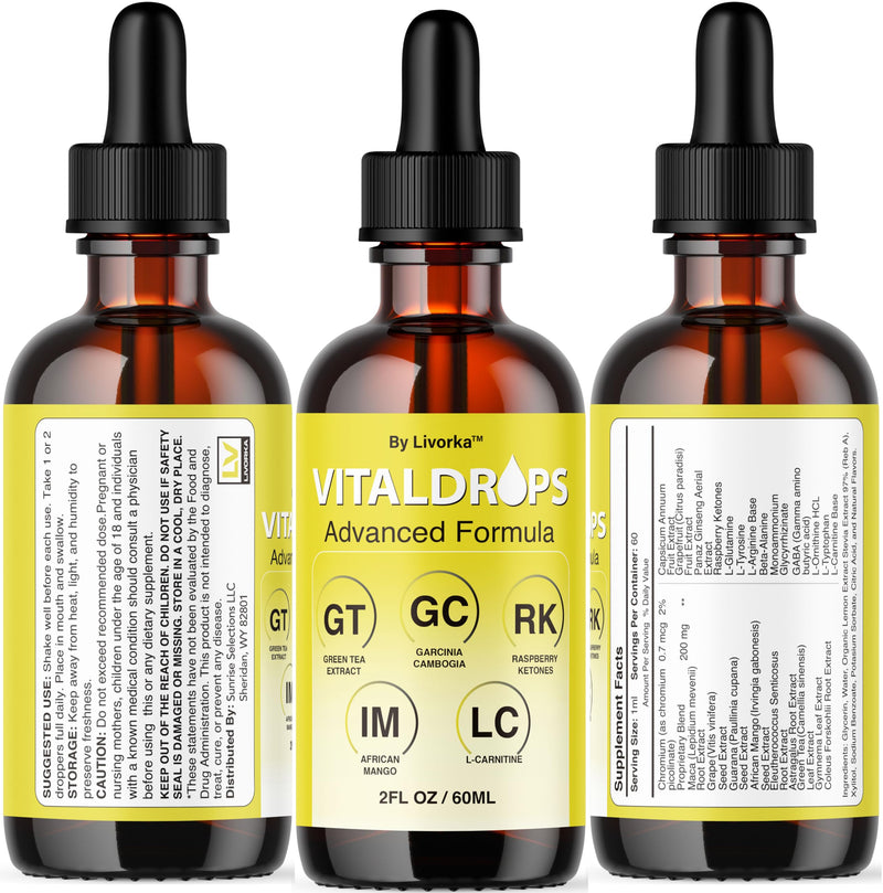 Vital Drops - Official Vital Drops Advanced Formula, VitalDrops Daily Premium Liquid Supplement Support All Natural Multivitamin for Overall Health & Wellness, 1 Bottle for 1 Month