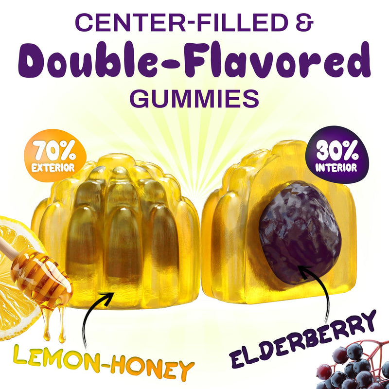 OH MY CHEWY Elderberry Gummies Immunity Support for Kids & Teens | Real Honey and Lemon, Vitamin C, Echinacea, Zinc