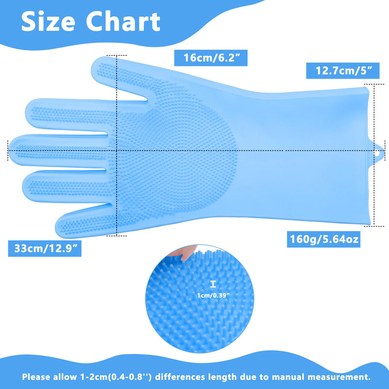 Pet Grooming Gloves—Heat Resistant Dog Washing Gloves with High-Density Teeth, Dog Bath Scrubber with Enhanced Five Finger Design, Silicone Gloves for Dogs and Cats Bathing, Massage (Blue) one size Blue - BeesActive Australia