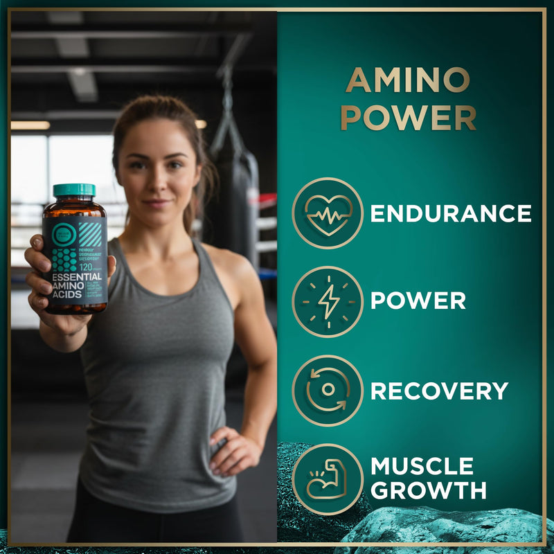 Essential Amino Acids Supplement - All 9 EAAs with BCAAs Amino Acids (Leucine, Lysine, Valine, Threonine) - 3,000mg Per Serving - Muscle Growth, Power, Recovery - 120 Vegan, Caffeine Free Capsules 1 pack - 120 servings