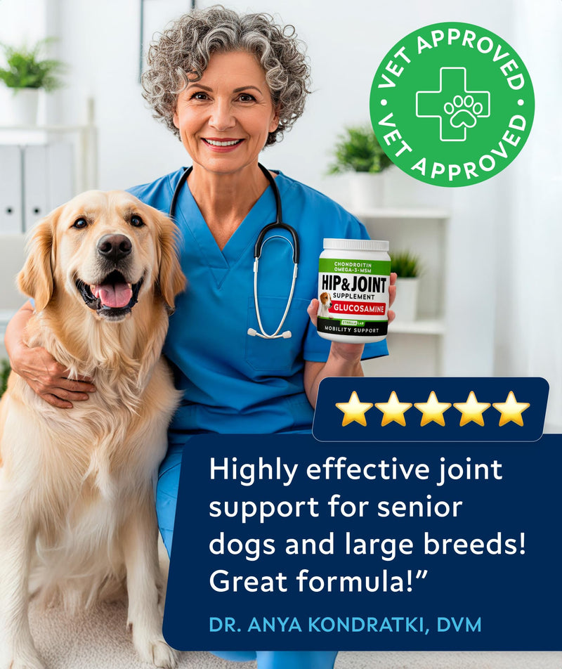 Glucosamine Treats for Dogs - Hip & Joint Supplement w/Omega-3 Fish Oil - Chondroitin, MSM - Advanced Mobility Chews - Joint Pain Relief - Hip & Joint Care - Bacon Flavor - 180 Ct - Made in USA 180Ct (Bacon)